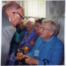 Reverend Robert Coates, Norma Low and unidentified women, St. Columba, Christchurch