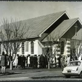 Rangiora Church with parishioners outside, 1972