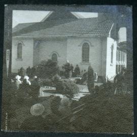 Unidentified man stands giving a speech, John Knox, Rangiora, 1972