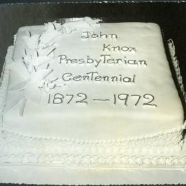 John Knox Church centennial cake, 1972
