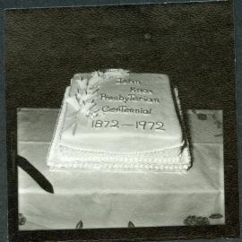 John Knox Church centennial cake, 1972