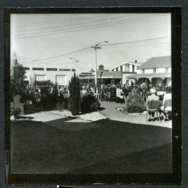 John Knox Church parishioners seated outside during centenary celebrations, 1972
