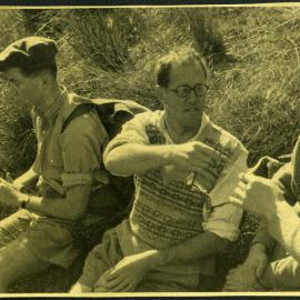 Peter Murray, Dick Anderson and John Newstead play with the tussock 