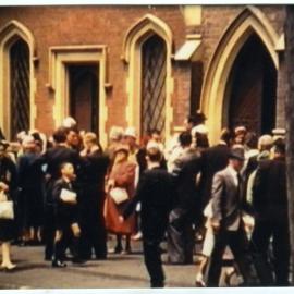 Parishioners leaving Knox Church, Christchurch