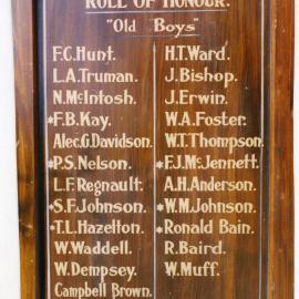 Knox Young Men's Bible Class Honour Roll "Old Boys" 