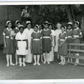 Group photograph of Beryl Howie standing with unidentified nurses, Ludhiana