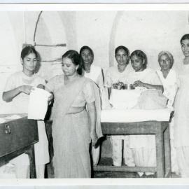 Unidentified Indian nurses are demonstrating medical practices, Ludhiana