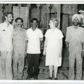 Beryl Howie and four unidentified Indian men, Ludhiana