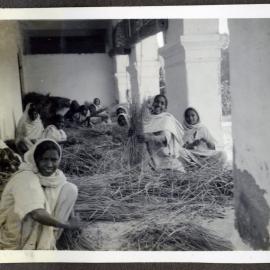 "Girls threshing wheat," Kharar Girls' School