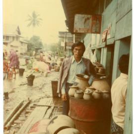 Johanes Rante Banu at the "belanga" Stall at the Rantepao Market