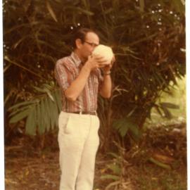 Robert Patterson drinking coconut water