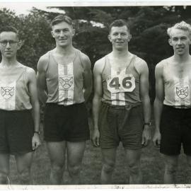 Cass Seelye, Holmes Miller, Norm Jardine and Bruce Purdie of the Presbyterian Harrier Club - Wellington, 1951