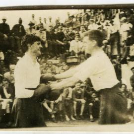 A friendly boxing match on board the troopship 'SS Corinthic'