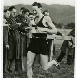 "Jack Reid and George Roberton with Don Thompson - Officials at Wellington Provincial Champs, 1947," Presbyterian Harrier Club - Wellington