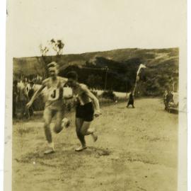Bob Perks and Bruce Leighton compete in the Shaw Baton Relay, Presbyterian Harrier Club team, 1947