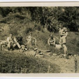 "Morning tea!" Tramp to Pencarrow - December 1949, Presbyterian Harrier Club - Wellington