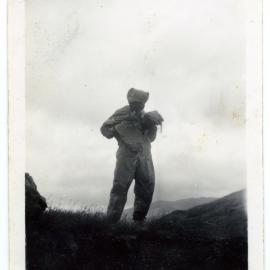 "No! Not the creature from the Black Lagoon - Just Ross Dunn in his exposure suit!" The 1950 tramp to Orongorongo Valley, Presbyterian Harrier Club, Wellington