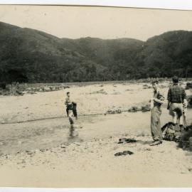 "How to cross a river without getting your feet wet," The 1950 tramp back to the Orongorongo Valley, Presbyterian Harrier Club - Wellington