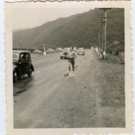 "Team Manager applies the whip," Masterton Relay 1955, Presbyterian Harrier Club - Wellington