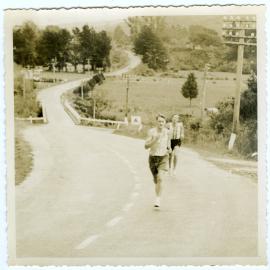 "Albert Pledger puts us ahead of Hutt Valley P.H.C., Masterton Relay, 1956," Presbyterian Harrier Club - Wellington