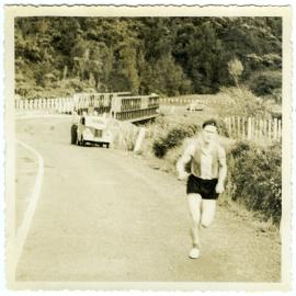 "Ian Ruffell at the bottom of the hill, Masterton Relay," Presbyterian Harrier Club - Wellington