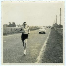 "Dave Bridgeman hurrying to get finished, Masterton Relay, 1956," Presbyterian Harrier Club - Wellington