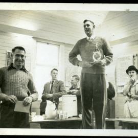 "Friends, Romans, Countrymen....Dave Bridgeman with Trophy," St. Andrew's Trophy, 1960, Presbyterian Harrier Club - Wellington