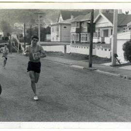 "Malcolm McDonald pursued by Jim Hildreth," Martin Shield, Karori, 1961, Presbyterian Harrier Club - Wellington