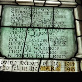Detail of War Memorial window, Kaikorai Church