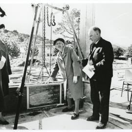 Mary Salmond laying the foundation stone of Salmond Hall, Dunedin