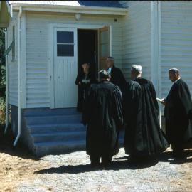 Dignitaries entering Fletcher Hall, Taupo