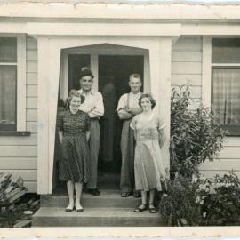 Four on the Front Steps of David Hogg Memorial Hostel, Whakatane 