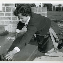 Turakina Māori Girls College Student Cleaning The Steps