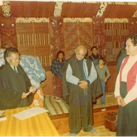 Service Inside A Wharenui With Rev. T. H. Takao 