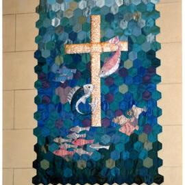 Blue Patchwork Banner In The Kaikorai Church