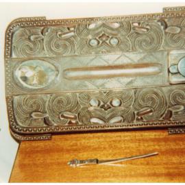 Photo of Wooden Desk Set With Māori Carvings
