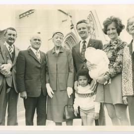 Young and old outside St. Paul's, Invercargill