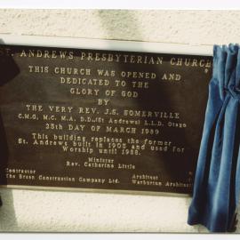 New Wanaka church foundation plaque