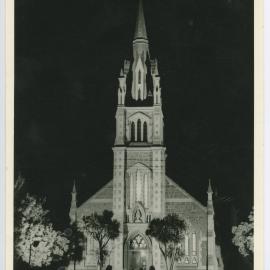 Tokomairiro Church floodlight at night