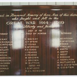 Great War Roll of Honour plaque, Hedgehope Church