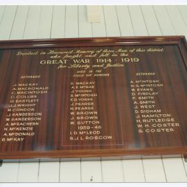 Great War Roll of Honour plaque, Hedgehope Church