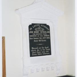 Memorial to Rev. John M. Sutherland