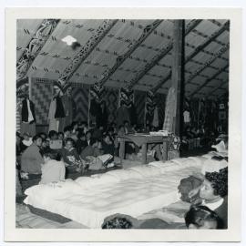 A group inside a Maori meeting house