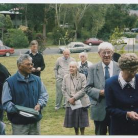 People gathered outside Warrington Church