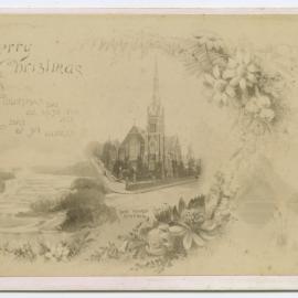 A scenic postcard featuring Knox Church, Dunedin