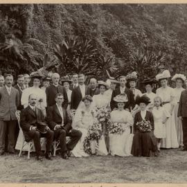 Wedding photograph of Dr J. Kirk and N. E. Hughes.