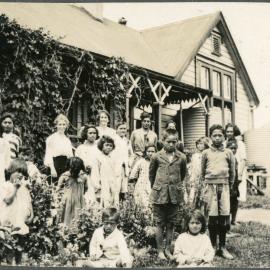 Miss Tweed & Miss Grant & School Children