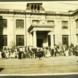 The Bank of Korea surrounded by unidentified individuals, Seoul,  1916
