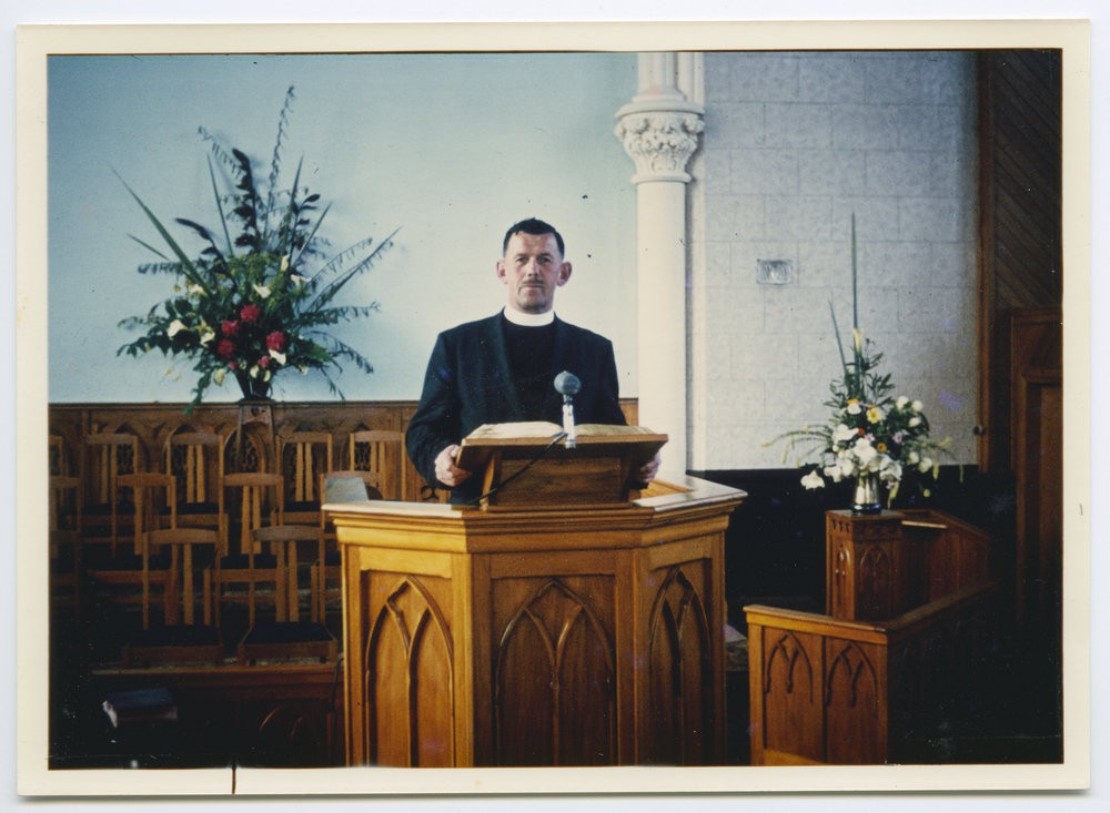 Rev. Rod G. McKenzie in the pulpit of St Stephen's Church Dunedin.
P-A64.2-2