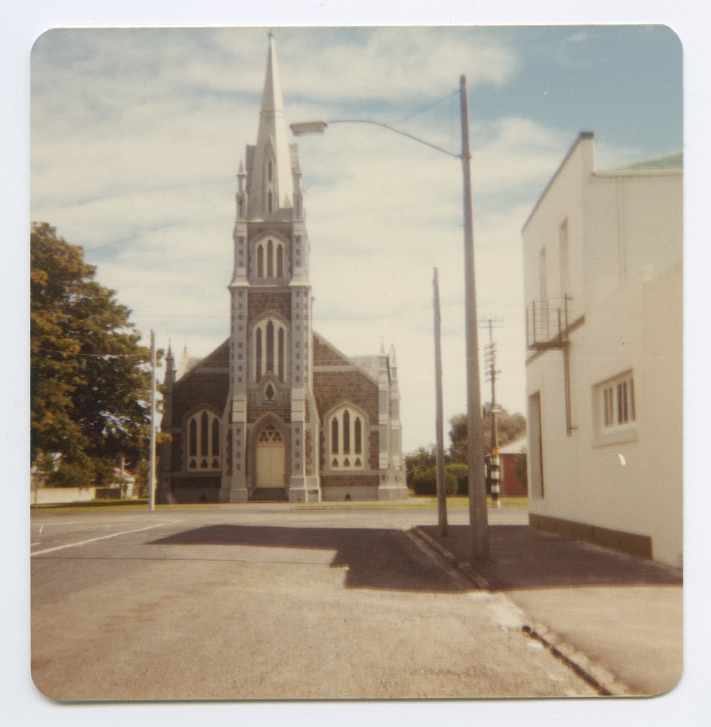 Tokomairiro Presbyterian Church at Milton as seen from a side street fronting the church. Creator: Rev RA Simpson circa 1975.